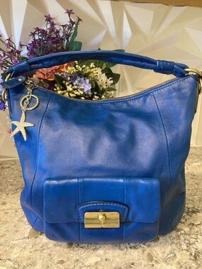 💙Coach  Kristen Vintage 2010 Dark Blue Leather Shoulder Hobo with Starfish Charm